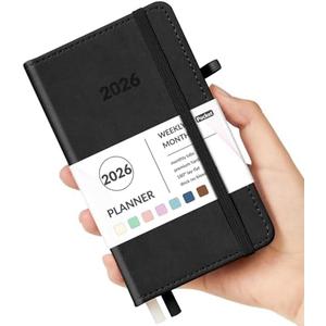2 PACK Forvencer Pocket Planner 2026, Weekly Monthly Planners with Month Tabs for Purse, 3.5" x 6", Jan 2026-Dec 2026, Cute Small Daily Academic Calendar, Elastic Band, Hardcover Agenda for Women, Teacher