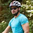 STGATN Mens Polarized Sports Sunglasses with Side Shield & Vent Square Frame UV Protection for Outdoor Activities (Black Frame Grey Lens)