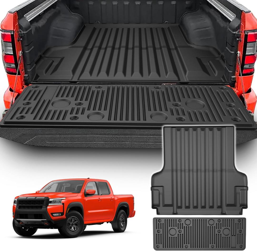 AOMSAZTO Truck Bed Mat Compatible with Nissan Frontier 2022-2026 Tailgate Liner Replacement for Frontier Accessories (5FT Bed Mat+Circle Style Tailgate Mat, Not Fit 6FT)
