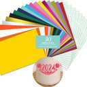 HAWERSI Smart Permanent Adhesive Vinyl 30 Sheets with 20 Colors 12in x 9.5in Vinyl and 10 Transfer Tapes, Compatible with Cricut Joy XtraNo Need Cutting Mat