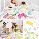 Mindsoft Easter Blanket Spring Bunny Rabbit Eggs Soft Flannel Colorful Decorative Throw Blanket Decor Holiday Square Birthday Gift for Home Couch Sofa Bed Room Decoration, 50x60 Inch