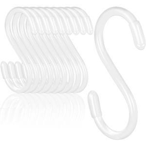 DINGEE White S Hooks, 3 Inch Vinyl Coated S Hook for Hanging Plants,10 Pack Non Slip Heavy Duty Small Rubber Coated Closet S Hook for Hanging Jeans Plants Jewelry Pot Pan Cups Towels