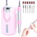 Electric Nail Drill Professional, 35000RPM Nail File Machine with Bits Set & Fast Cooling, Portable for Acrylic Gel Nail Polishing Removing, Manicure Pedicure at Salon & Home Use, Gift for Women (Light Pink)