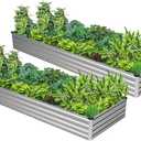 2PCS 9x3x1ft Galvanized Raised Garden Bed,Outdoor Planter Box Metal Patio Kit Planting Bed for Vegetables Flowers Herb,Silver