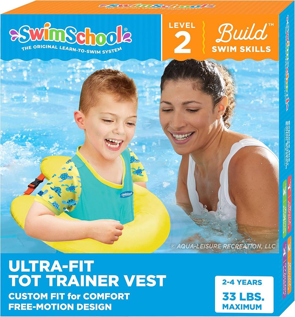 SwimSchool TOT Swim Trainer Vests for Toddlers Ages 2-4  Boys/Girls  Multiple Colors/Styles  Learn to Swim Pool Floaties