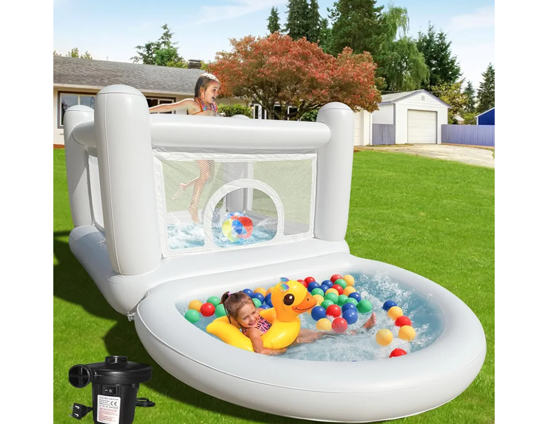 White Bounce House Toddler Bounce House, Bounce House for Kids 3-6 Mini Bounce House, Indoor Outdoor Inflatable Bounce House for Kids and Adults