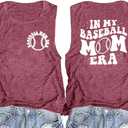 Baseball Mom Tank Tops Women in My Baseball Mom Era Shirt Baseball Mama Tops Mother's Day Tees Game Day Tank Shirt (X-Large, Pink)