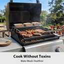 Utheer 17" x 13" Nonstick Coating Cooking Griddle for Gas Grill, Universal Griddle Flat Top Plate Insert with Grease Groove and Removable Handles for Charcoal/Gas Grills, Camping, Tailgating, Parties