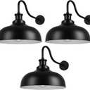 Outdoor Barn Light,16 Inch Dome Outdoor Wall Sconce Farmhouse Exterior Wall Mount Light Vintage Wall Lighting Fixture Industrial Black Wall Lantern for Porch, Entryway, Garage, 3 Pack, Large