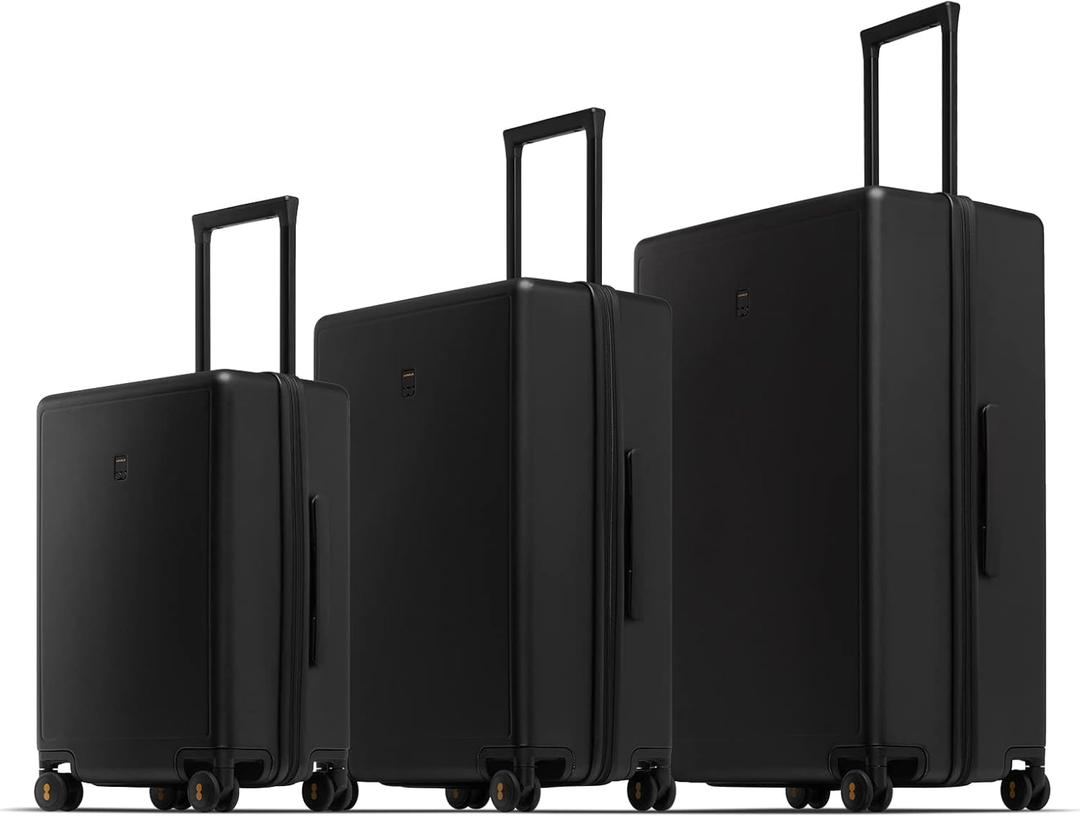 LEVEL8 Luggage Sets 3 Piece, 20 Inch Carry on, 24&28 Checked Hardshell Suitcases Set, Lightweight Luminous Textured Large Luggages with Spinner Wheels Tsa Lock, 3-Piece Set (20/24/28), Black