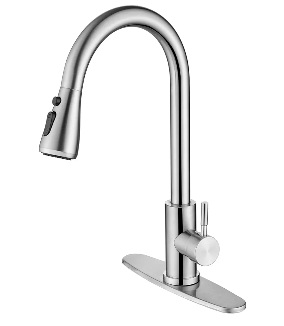 Qomolangma Kitchen Faucet with Pull Down Sprayer, Single Level Stainless Steel Kitchen Sink Faucets, Single Handle High Arc Brushed Nickel Pull Out Kitchen Faucet