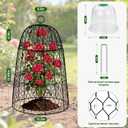 6 Pack XL Metal Garden Cloches for Plants, 17" Height Rustproof Chicken Wire Cloches for Seedlings, Vegetables & Flowers, Plant Protectors from Animals Includes 6 Humidity Domes & 24 Stakes - Black