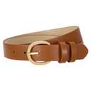 SANSTHS Fashion Womens Waist Belt with Exquisite Gold Buckle, Women Belt for Jeans Dresses Skirts Office Wear, BrownL