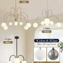 Ecoillumix Modern Black Chandelier, 3 Light Mid Century Sputnik Chandeliers, Dining Room Chandeliers with Milk Glass Globe Shade, Globe Chandelier for Dining Room, Living Room, Bedroom, Foyer,Kitchen