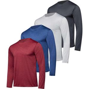 Real Essentials 4 Pack: Men's Dry-Fit UV Moisture Wicking UPF 50+ SPF Sun Protective Fishing Hiking Active Long Sleeve Shirt XXL