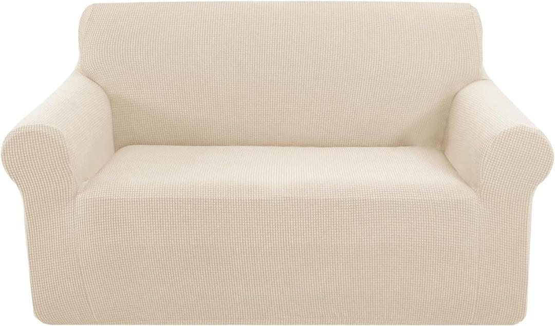 U-NICE HOME Loveseat Cover Stretch Couch Cover Sofa Cover Sofa Slipcover Furniture Protector for 2 Cushion Couch Sofa Pet Friendly(Loveseat, Beige)