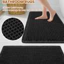 Smiry Waffle Bath Mat 60x24, Extra Soft Absorbent Bathroom Rugs, Non Slip Machine Washable Quick Dry Bath Rugs for Bathroom Floor, Tub, Shower, Home Decor Accessories, Black