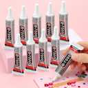 cridoz B7000 Jewelry Glue for Rhinestones,10Pack Flexible Super Glue Gel with Precision Tip Multi Function Clear Gem Glue Fabric Adhesive for Cloth Metal Stone Bead Jewelry Making Wood Glass