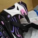 2PM SPORTS Vinal Girls Adjustable Flashing Inline Skates, All Wheels Light Up, Fun Illuminating Skates for Kids Men Adult Women and Boys (X-Large - Adult (9.5W-12W/8.5M-10.5M), Purple & Pink)