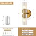 Crystal Wall Sconces Set of Two, 13" Modern Brass Sconces Lighting with K9 Crystal Lampshade,Indoor Wall Sconce Bedroom Wall Light Fixtures for Living Room Bathroom Hallway Stairs Entryway