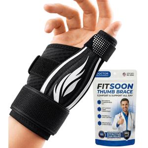 Thumb Support Brace | Upgraded Thumb Spica Splint Stabilizer Pain Relief Night Support for De Quervain s Tenosynovitis Trigger Finger Arthritis Sprains | Breathable Fabric (Black, S)