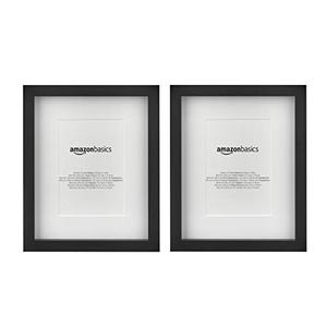 Amazon Basics Rectangular Photo Picture Frame 8 x 10 in & 5 x 7 in with Mat, 2 Pack, Black