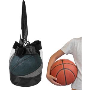 Single Mesh Ball Bag, Mesh Ball Bags with Drawstring for Basketball Balls Storage Pouchsoccer Balls Bag Drawstring Sling Back Bags for Carrying Basketball Volleyball Soccer Football（Black）