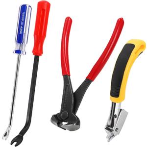 Hiceeden 4 Pcs Carpet Staple Remover Tools, Heavy Duty Staple Puller with End Cutting Plier, Nail Puller Tack Lifter Tool for Removing Staples on Furniture, Floor, Wood Case, Carton, Photo Frame