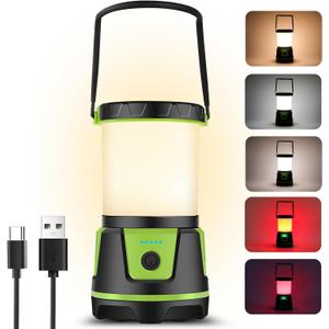 Rechargeable LED Lantern - 3000 Lumens, 5 Light Modes, IP54 Waterproof, 7500mAh Battery, Portable Flashlight for Camping, Hiking, Power Outages & Emergencie (Green)