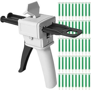 Dispenser Gun, Epoxy Glue Gun, Impression Mixing Dispensing Gun Applied to AB Plastic Tube (50ML with Mixing Nozzles)