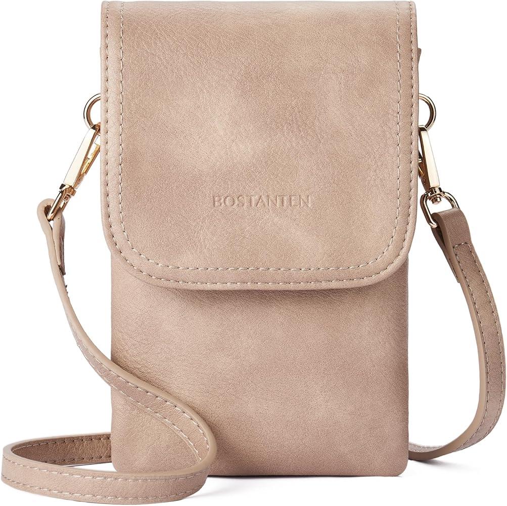 BOSTANTEN Vegan Leather Small Crossbody Bags for Women Designer Cell Phone Bag Wallet Purses Adjustable Strap