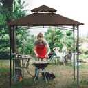 COOSHADE Grill Gazebo Replacement Canopy Roof Outdoor Double Tiered Barbecue Gazebo Top Cover Fit for Model L-GG001PST-F (Brown) 9.84"L x 9.05"W x 1.96"H