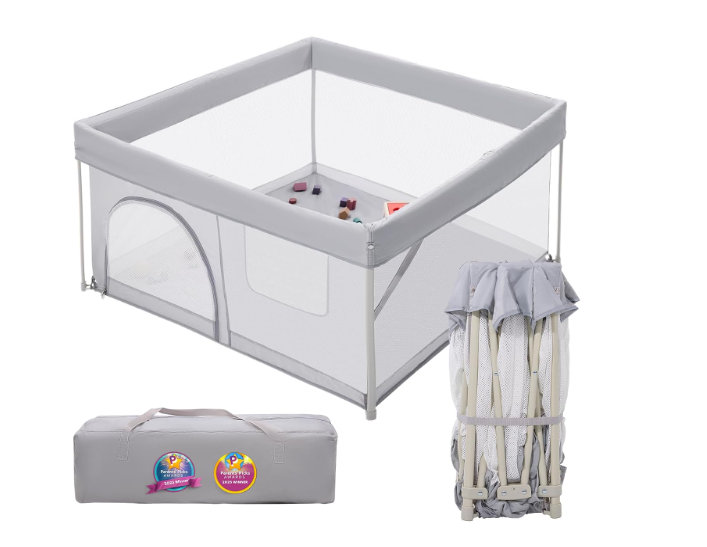 Babelio Foldable Baby Playpen, Snap-Play, 46" × 46" No Assembly Required, Portable Playard for Babies and Toddlers, Indoor & Outdoor Kids Safety Play Pen Area, Travel Fence