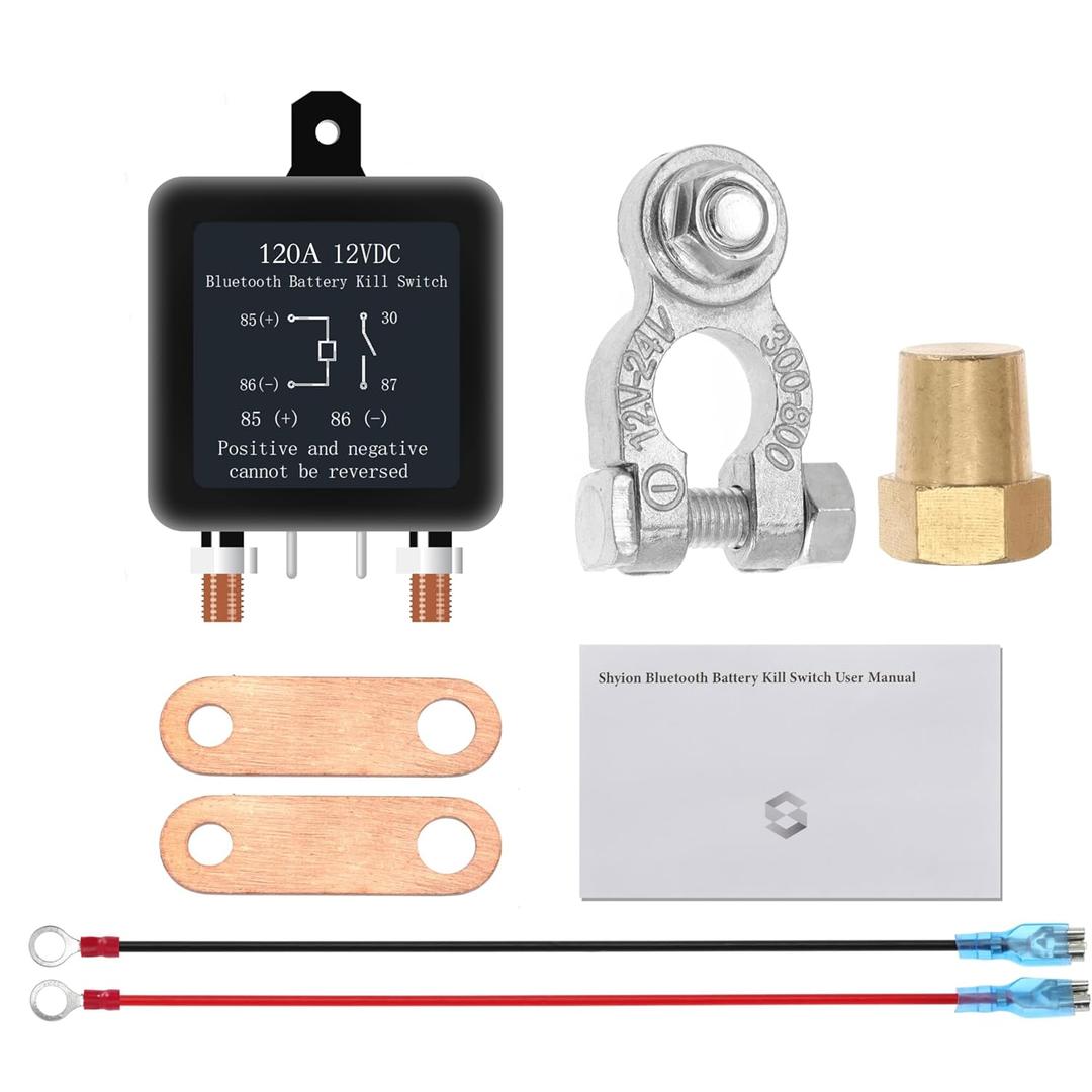 Bluetooth Battery Kill Switch 12V 120A Remote Battery Disconnect Switch Anti-Theft Battery Protector Isolator Replacement for RV Automotive Car Truck