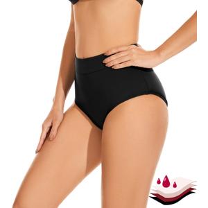 OVRUNS Period Swimwear Bikini Menstrual Leakproof Swim Bottoms Waterproof for Teens Girls Women (Black, S)
