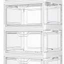 Kmiectse Clear Storage Bins with Lids,3 Tier Plastic Bins with Wheels,Stackable Storage Bin,Closet Organizers Box for Bedroom,Living Room,Toy,23 QT Folding Box with Magnetic door