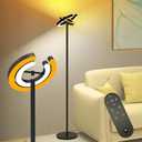 Floor Lamp for Living Room, 75.5 Inch Tall Standing Lamp for Bedroom with 2 312 Rotatable Ring Lights, 36W Bright Stepless Dimmable LED Floor Light with Remote Control for Office Dining Room (Black)