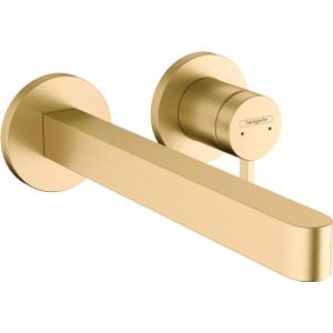 Hansgrohe Finoris Modern 1-Handle 2-Hole 4-inch Tall Wall Mounted Bathroom Faucet in Brushed Gold Optic, 76050251