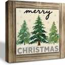 Merry Christmas Wood Sign, Christmas Tree Decors Art, Xmas Home Decors, Decorative Wooden Table Signs, Farmhouse Tabletop Decor, Xmas Holiday Party Decor Ornaments (Style 16)