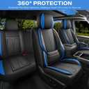 AOOG Seat Covers Custom Fit for Chevy Silverado GMC Sierra 2007-2026 1500/2500/3500 HD Crew Cab Pickup Truck Seat Cover Protector Cushion with Faux Leather Waterproof (Full Seats-BlackBlue)