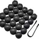 XUKEY Wheel Center Caps for Audi: 20pcs 25mm Wheel Hub Lug Nut Bolt Caps Designed for Audi A1 A2 A3 A4 A5 A6 A7 A8 Q3 Q5 TT S3 S5 S6 S8 RS3 RS4 RS5 RS6 R8 with 4 Locking Caps + Removal Tool (Black)