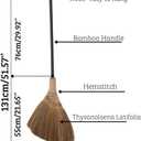 Natural Whisk Broom – Vietnamese Straw Soft Broom for Indoor-Outdoor Cleaning, Yard, Sofa, Car Hood, Decoration, 51.57-Inch Long
