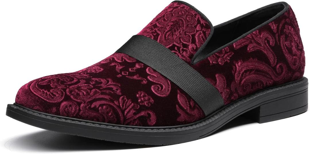 Bruno Marc Men's Dress Tuxedo Shoe Slip-on Classic Patent Leather Loafers (9, Red Wine)