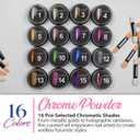GELPARTY 16 Colors Chrome Nail Powder Set, Premium Mirror & Holographic Effect Pigment Metallic Gold, Silver, Chameleon, Aurora Nail Art Glitter Includes 16 Sponge Applicators for Gel Polish Design
