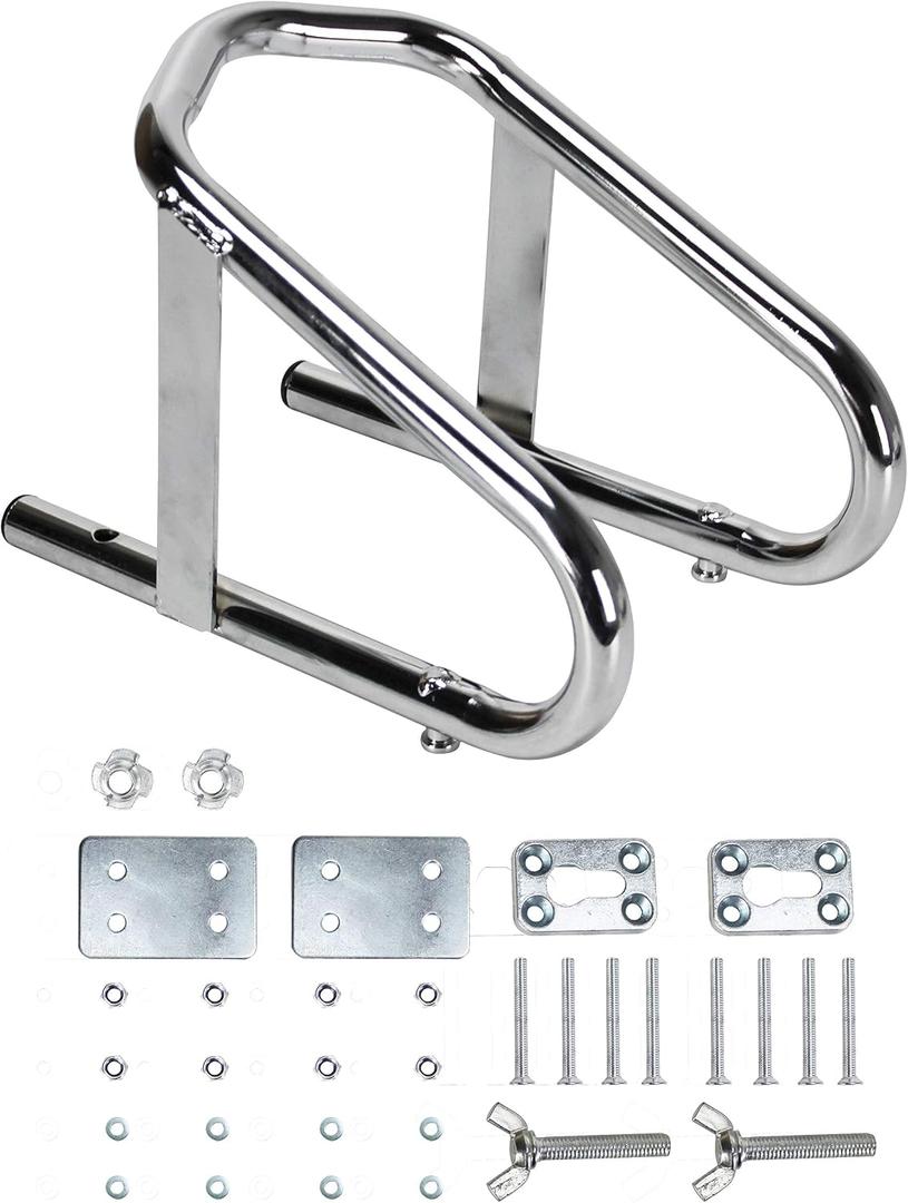 Extreme Max 5001.5763 Deluxe Chrome Motorcycle Wheel Chock - 5.5" Wide