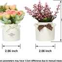 LUEUR 6Pcs Artificial Flowers with Ceramic Pot Fake Flower Arrangements Small Faux Spring Flowers in Vase Spring/Summer Decor, Centerpiece Table Decorations for Easter Home Office Shelf