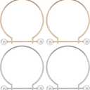 WADORN 4pcs Metal Purse Frame Handle, 2 Colors Semicircle Bag Handles Frame with Pearl Bead Alloy Clutches Handles Frame Replacement for Handmade Bag Purse Tote Bag Making Accessories, 3.84 Inch