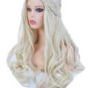 Angelaicos Women's Long Wavy Blonde Wig Halloween Costume Cosplay Party Braids Wigs