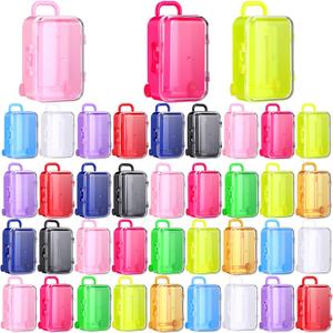 Leinuosen Mini Suitcase Chritsmas Party Favor Gift Box 2.99 x 2.01 x 1.5 Inches Mini Plastic Travel Suitcase for Wedding(36 Pcs)
