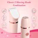 Bikini Trimmer for Women, 3 in 1 Hypoallergenic Painless Ceramic Blade Electric Face Razors for Shaving, Facial Pubic Hair Removal Shaver for Shower Use Summer Essentials (Light Red)